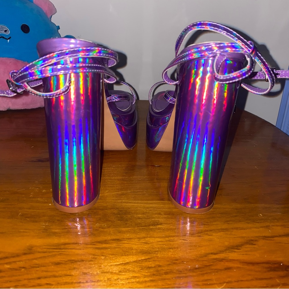 Purple Holographic Vivianly Platform Heels - Picture 6 of 9